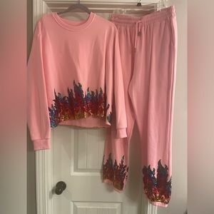 Queen of Sparkles Set.  Top is a large.  Bottoms are a medium.